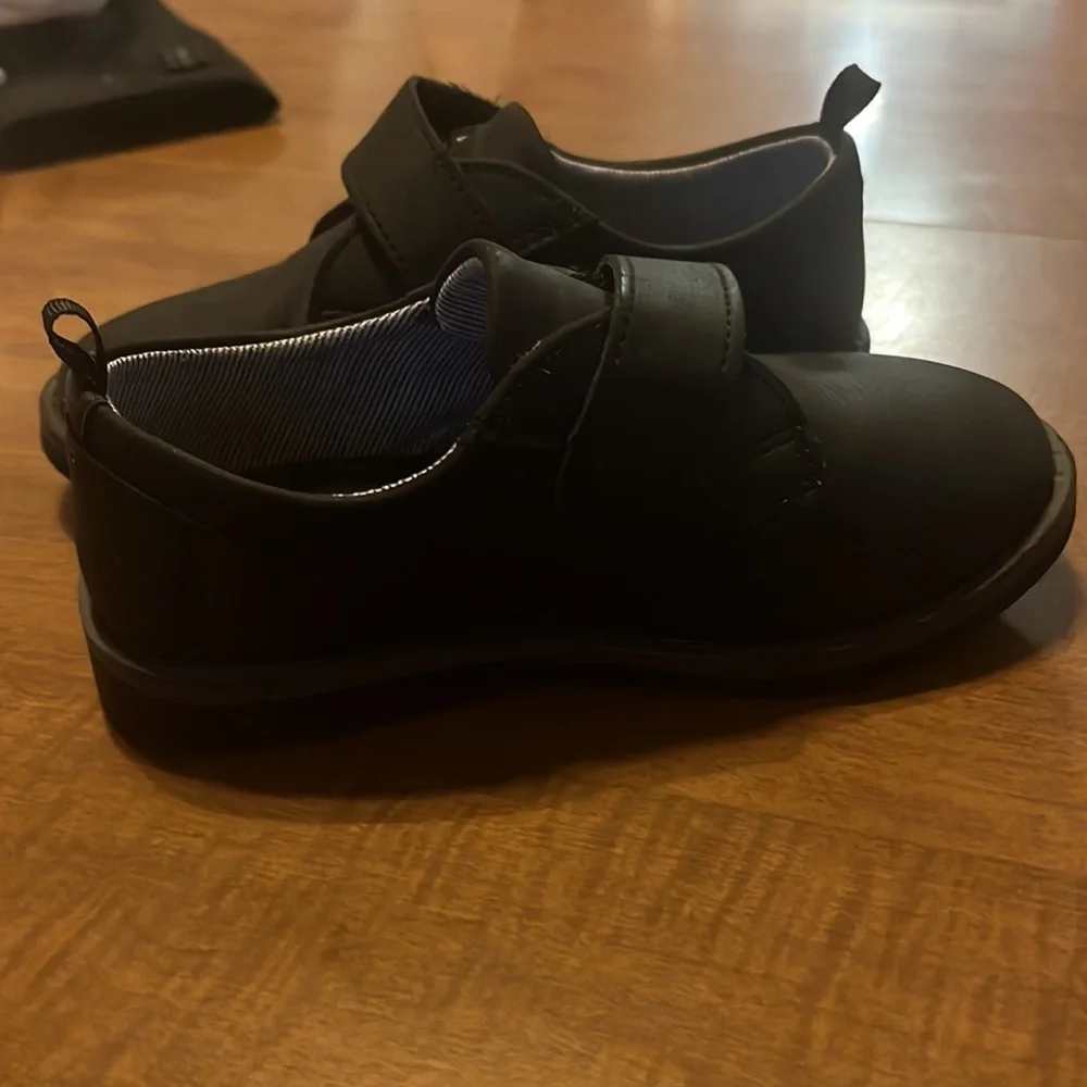 Wonder Nation Matte Black Velcro Dress Shoes sz 9 formal wedding uniform holiday